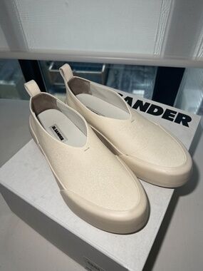 Jil Sander Leather Slip-On Sneakers White/Cream EU 41 with Box